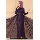 Purple Evening dress with shiny pearls