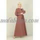Brown Abaya with pattern on the wrists and the chest