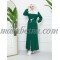Green sporty abaya with zipper and white color from the top