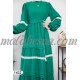 Green dress with white lace and belt