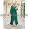 2 pieces Green dress with beige internal dress with attached belt