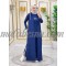 3 Pieces Dark blue suit with white lines and long cardigan