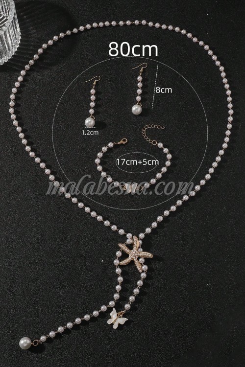 3 Pieces set beach style necklace earrings and bracelet