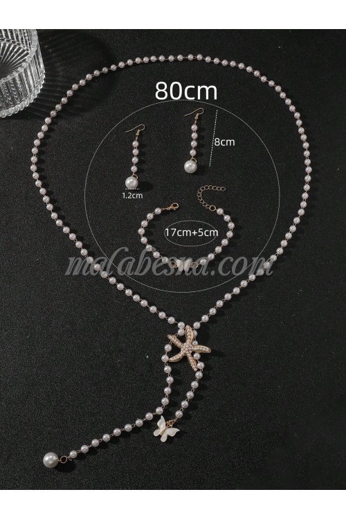 3 Pieces set beach style necklace earrings and bracelet