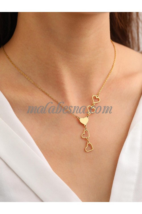 Golden necklace with heart shapes