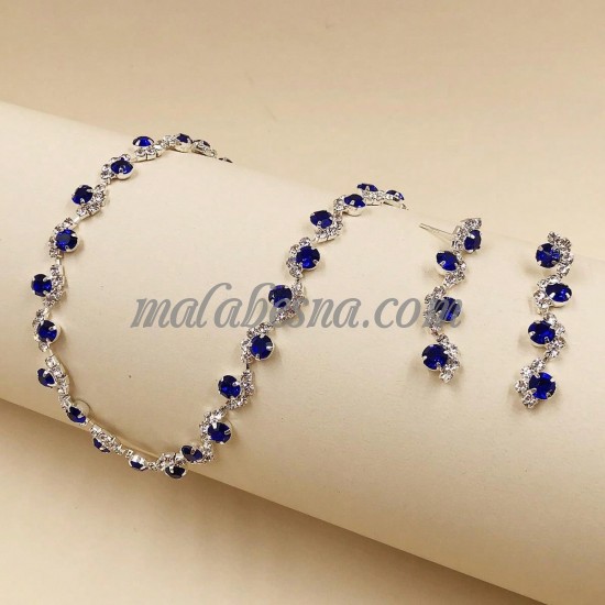 Set of silver and blue necklace and earrings Set of silver and blue necklace and earrings