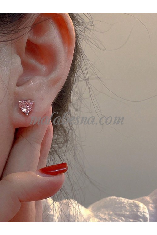 2 sets of pink earrings diamond and tie shape