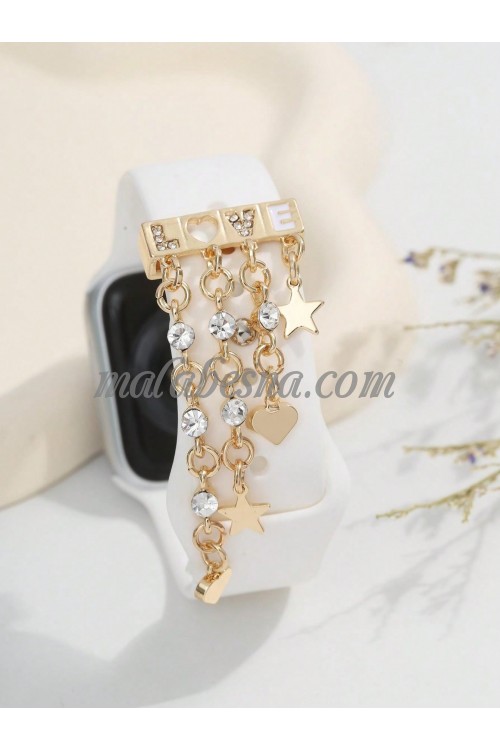 Golden watch band ring with the word LOVE