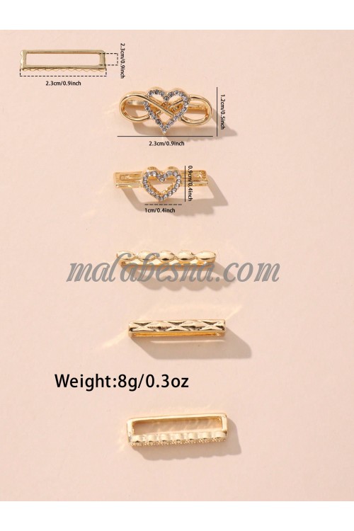 5 golden Pieces watch band rings