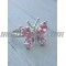 Silver ring with butterfly and pink on its wings