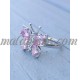 Silver ring with butterfly and pink on its wings Silver ring with butterfly and pink on its wings