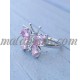 Silver ring with butterfly and pink on its wings Silver ring with butterfly and pink on its wings