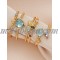 3 golden Rings set with purple heart