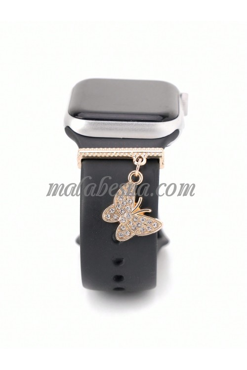 White watch band ring with butterfly