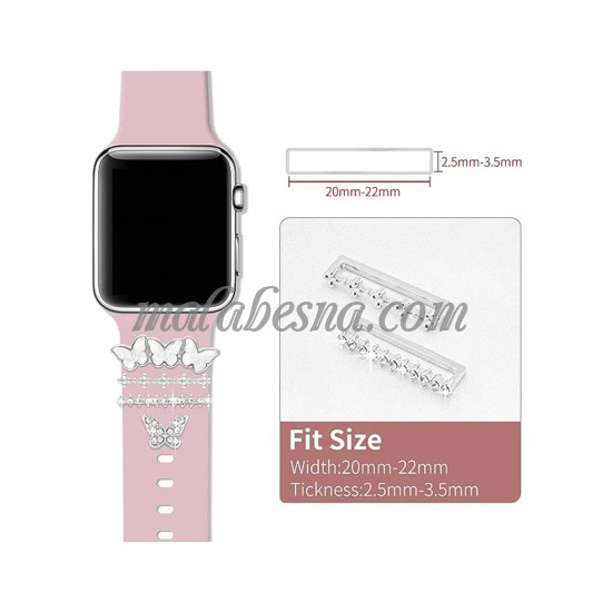 4 pieces silver watch accessory heart and butterfly shape 4 pieces silver watch accessory heart and butterfly shape
