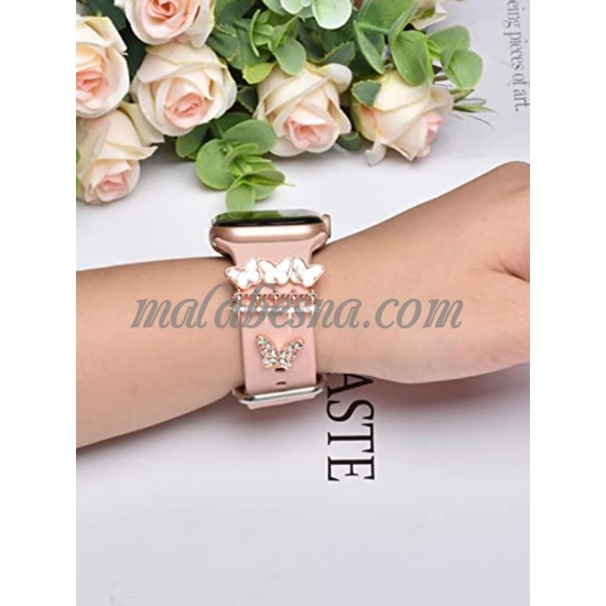 4 pieces pink watch accessory butterfly shape