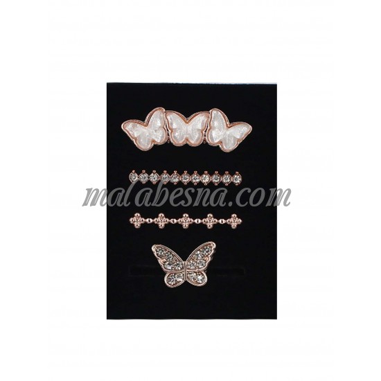 4 pieces pink watch accessory butterfly shape