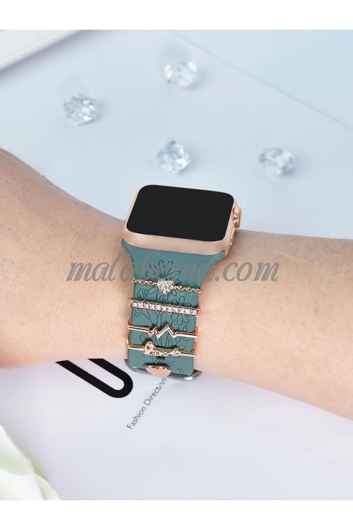 5 golden Pieces watch band rings with heart clip