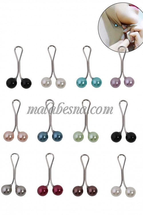 12 Round Colored Hijab Clip
