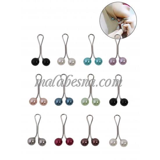 12 Round Colored Hijab Clip