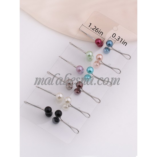 12 Round Colored Hijab Clip