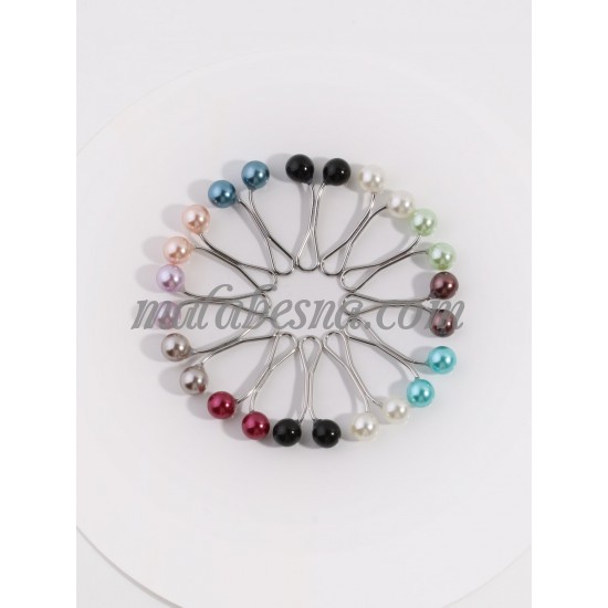 12 Round Colored Hijab Clip