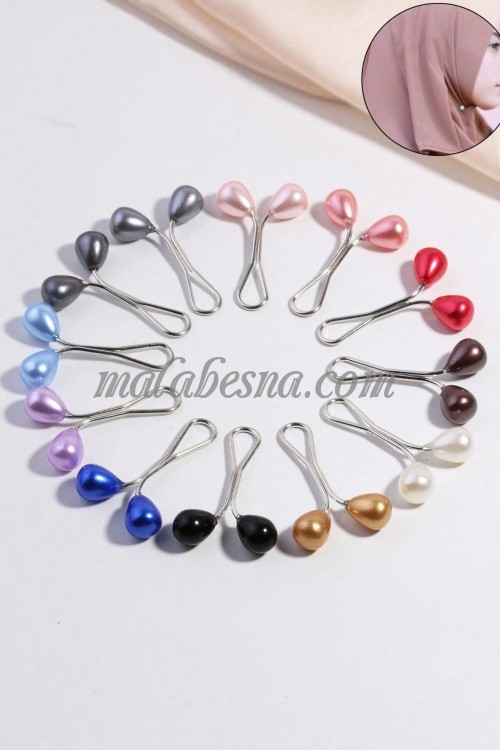 12 drop shape Colored Hijab Clip
