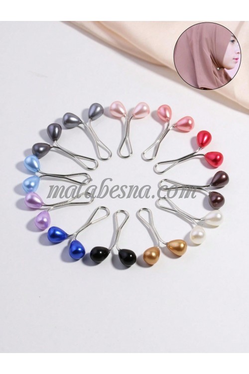 12 drop shape Colored Hijab Clip