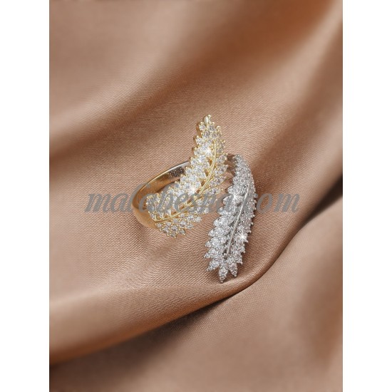 Open Golden color ring with white and yellow shiny stones Open Golden color ring with white and yellow shiny stones