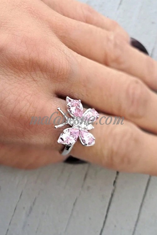 Silver ring with small butterfly