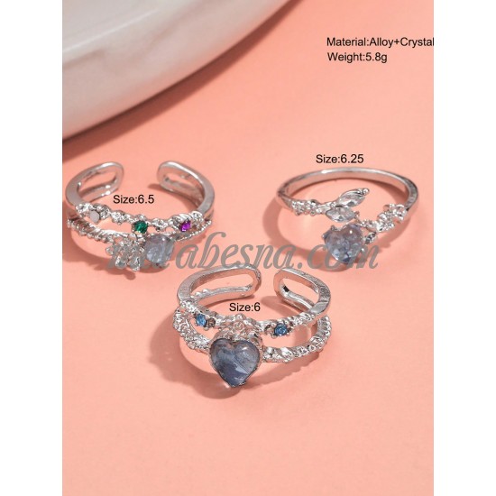 3 purple rings with hearts and diamonds 3 purple rings with hearts and diamonds