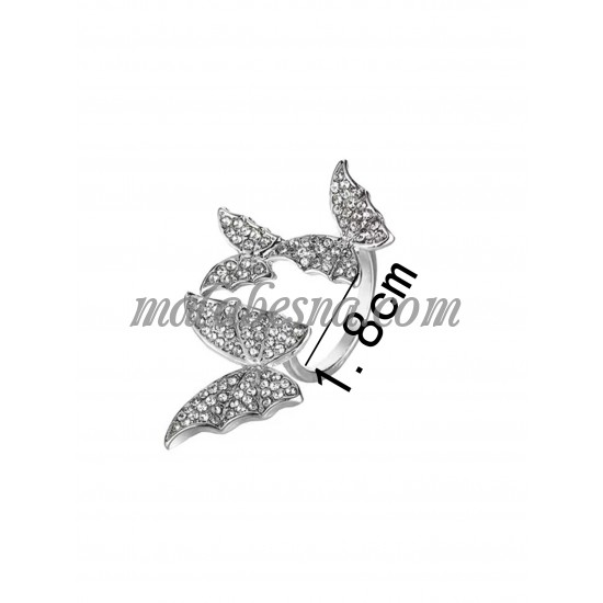 Silver open ring with 2 butterflies