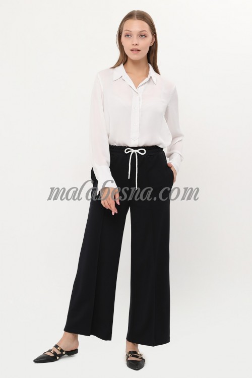 Black wide cotton pants