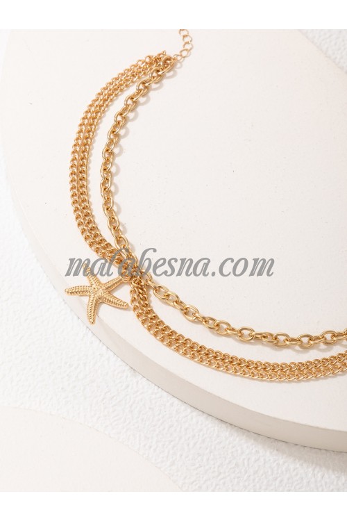 Multi layer anklet with starfish