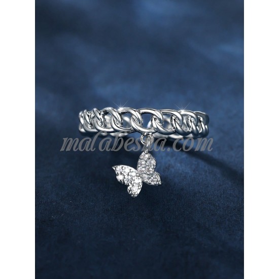 Silver ring with butterfly