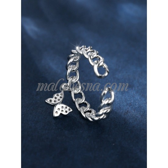 Silver ring with butterfly