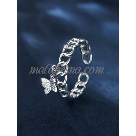Silver ring with butterfly