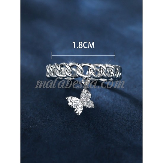 Silver ring with butterfly