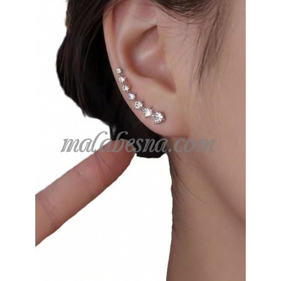 Silver earrings with diamond in the middle