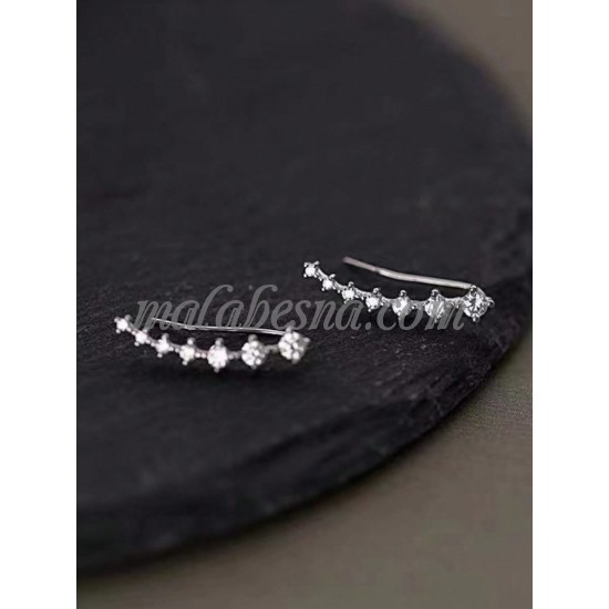 Silver earrings with diamond in the middle