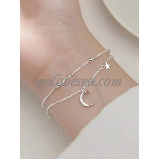 Silver bracelet with moon and stars Silver bracelet with moon and stars