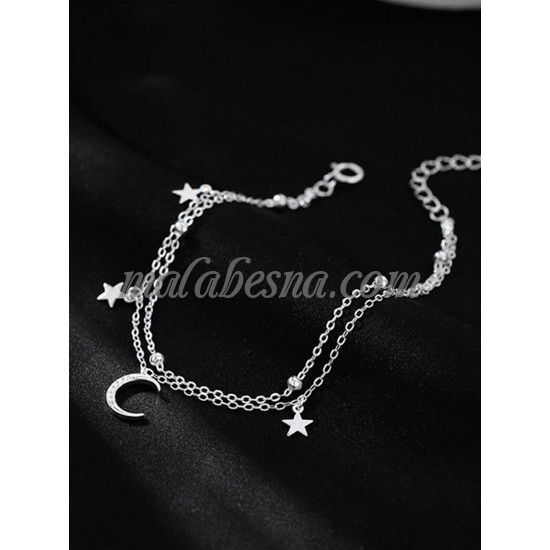 Silver bracelet with moon and stars Silver bracelet with moon and stars