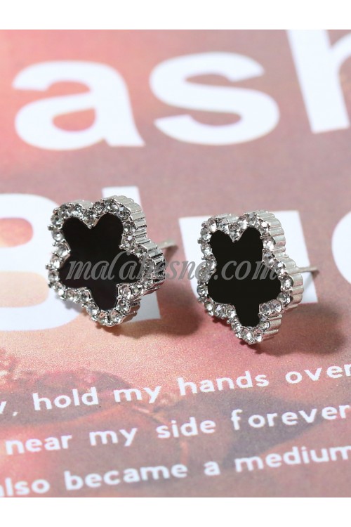 Zircon flower silver earrings