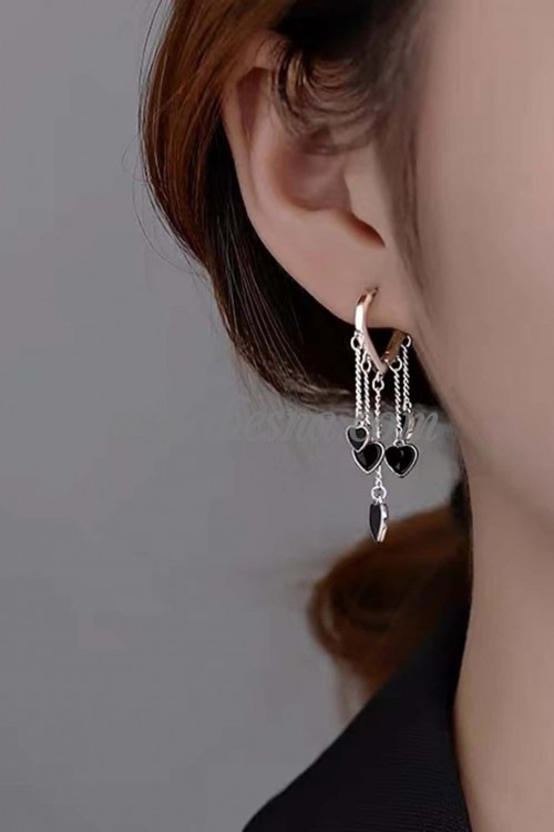 Silver heart drop earrings