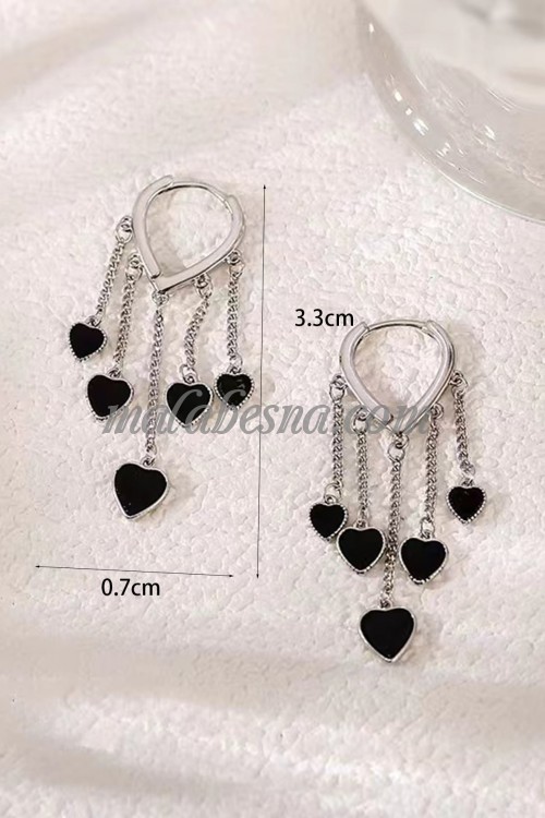 Silver heart drop earrings