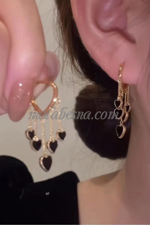 Golden heart drop earrings
