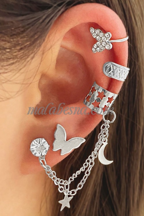 Silver Rhinestone Butterfly earrings