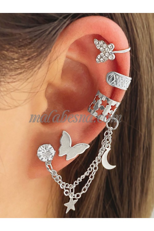 Silver Rhinestone Butterfly earrings