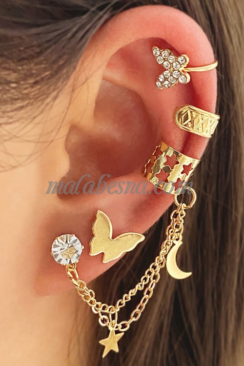 Golden Rhinestone Butterfly earrings