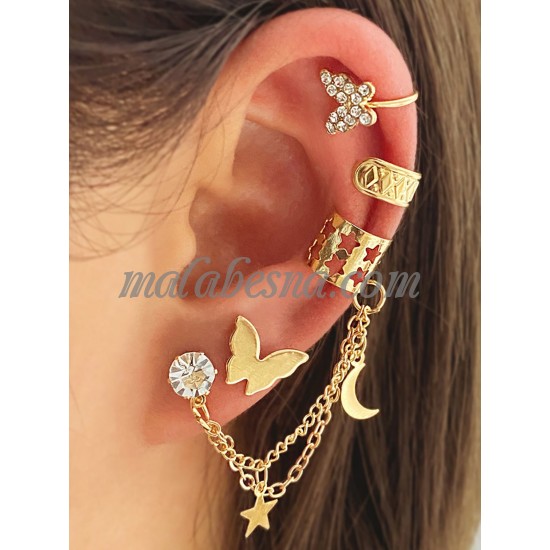 Golden Rhinestone Butterfly earrings